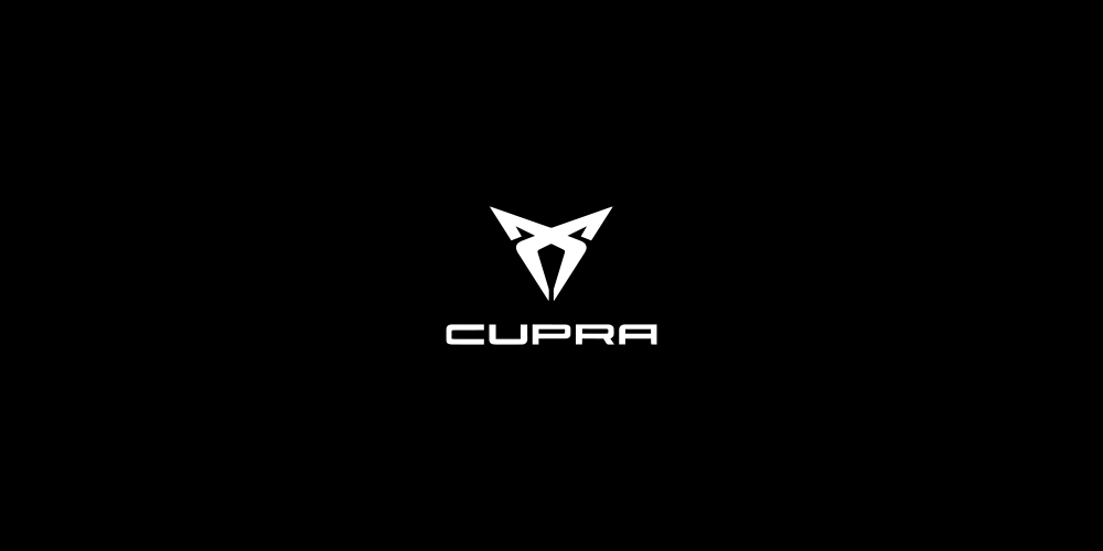 Schwarzer Hintergrund mit weißem CUPRA-Logo