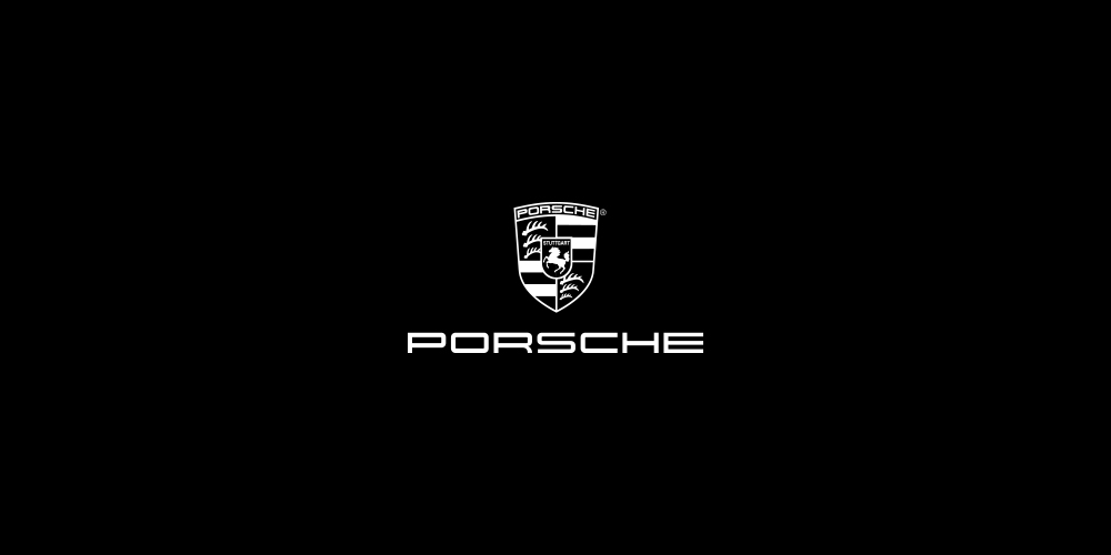 Porsche Logo auf schwarzem Hintergrund