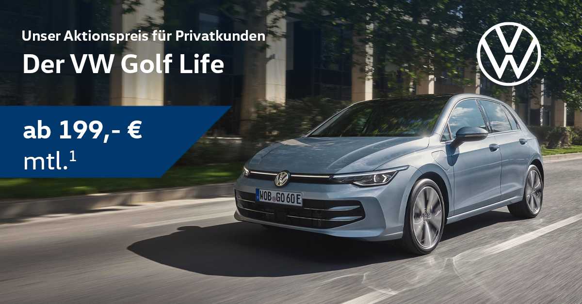 VW Golf Life Sonderangebot ab 199 Euro monatlich